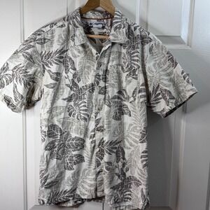 Columbia Mens Medium Tropical Palm Leaf Button Up Short‎ Sleeve Shirt